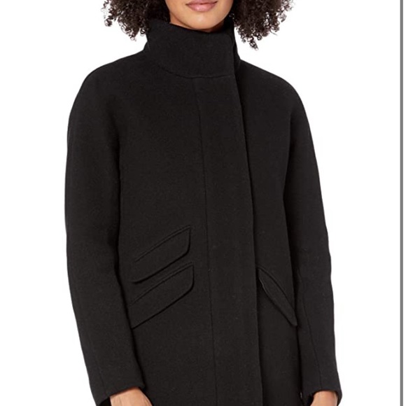 EUC jcrew 8/8P black Cocoon coat Italian stadium-cloth wool - Picture 4 of 15